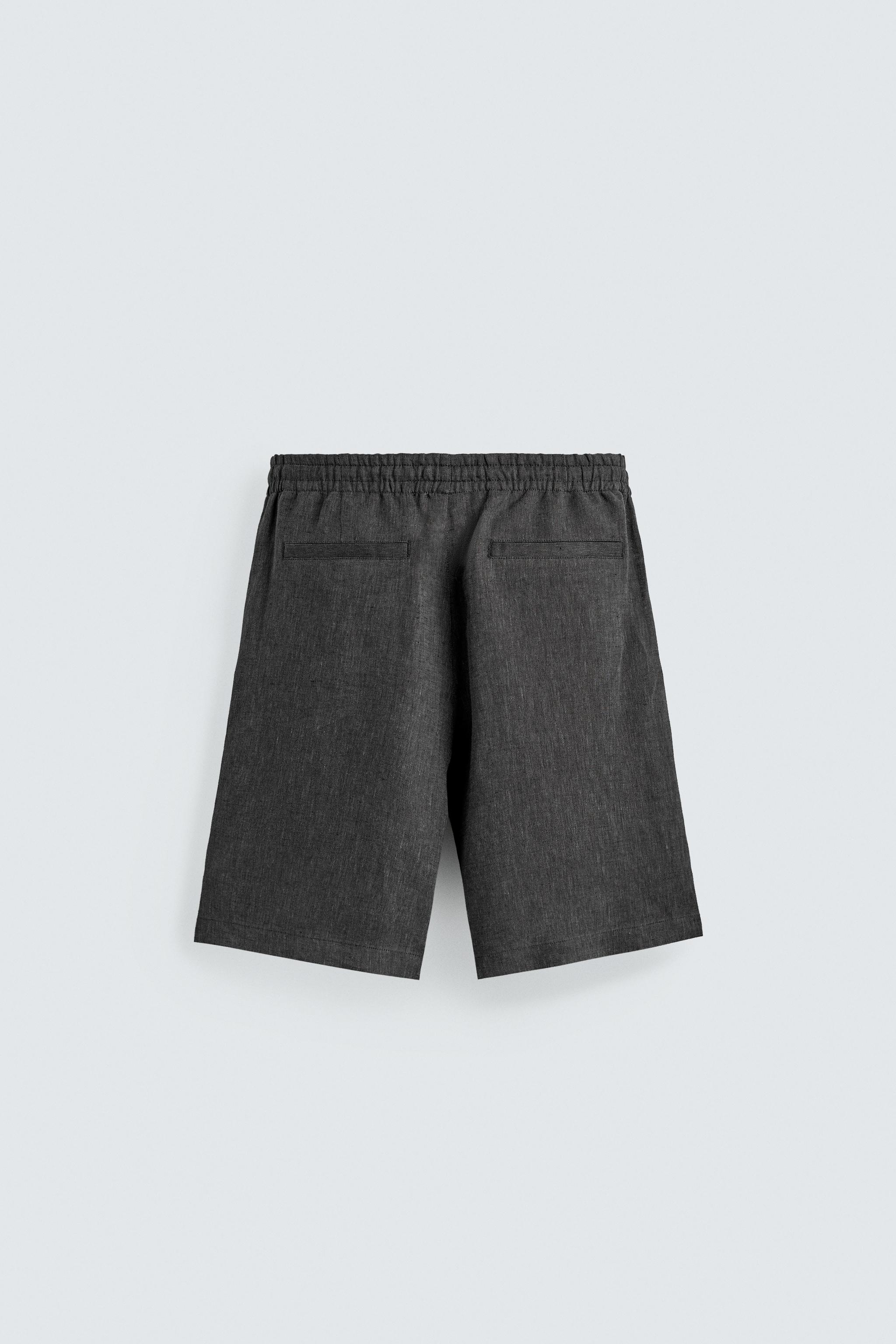 100% LINEN PLEATED SHORTS